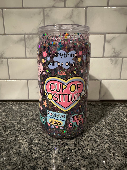 Cup Of Positivity Cup Snow Globe - Acrylic