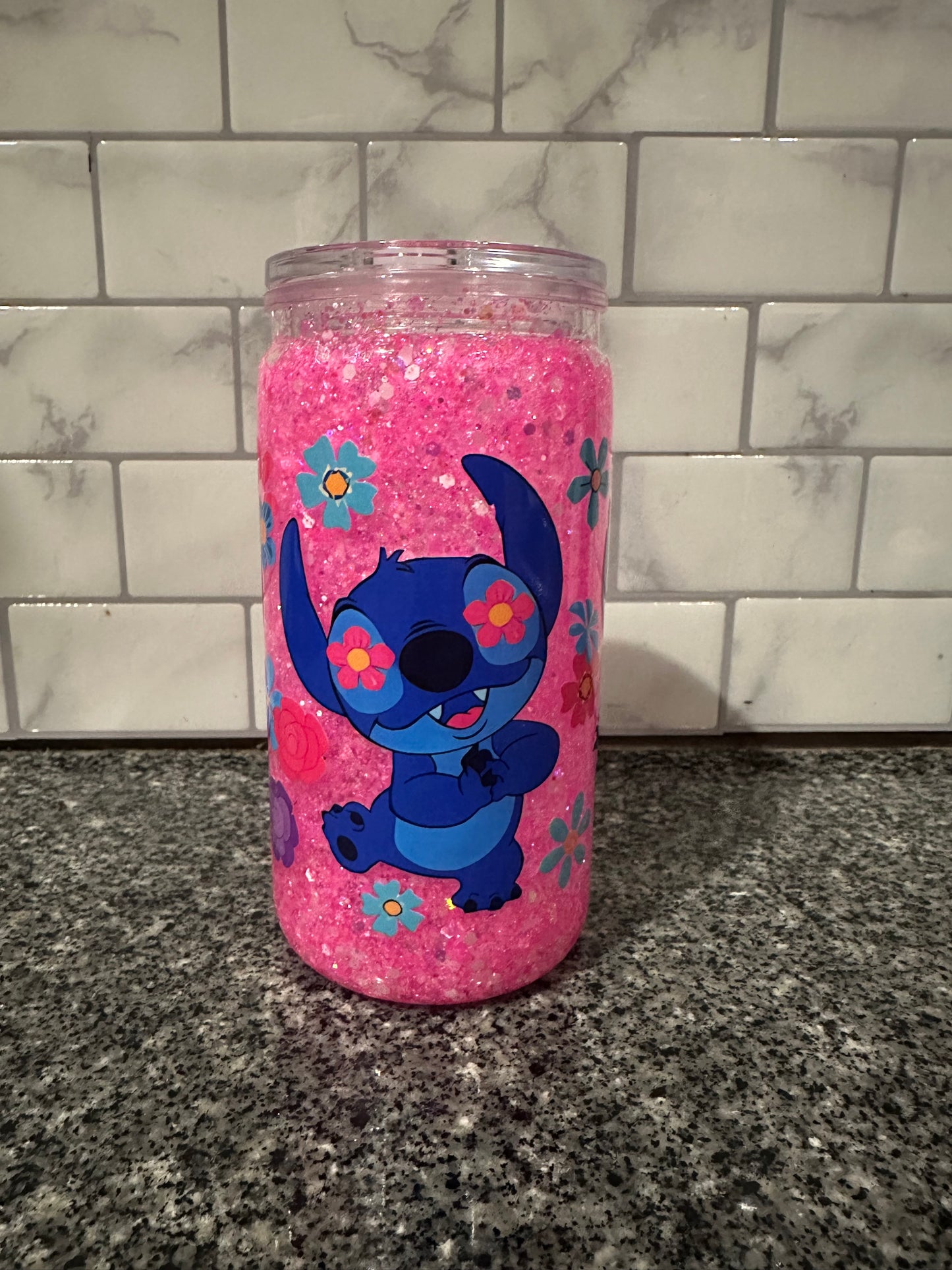 Hot Pink Stitch Snow Globe - Acrylic