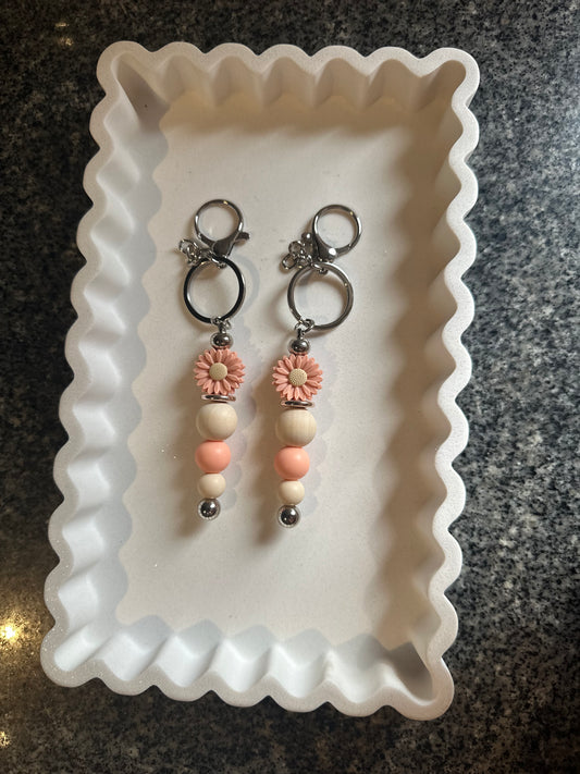 Baby Pink Daisy Bar Keyring