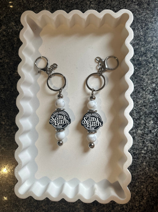 Grey Marble Salty B**** Club Bar Keyring