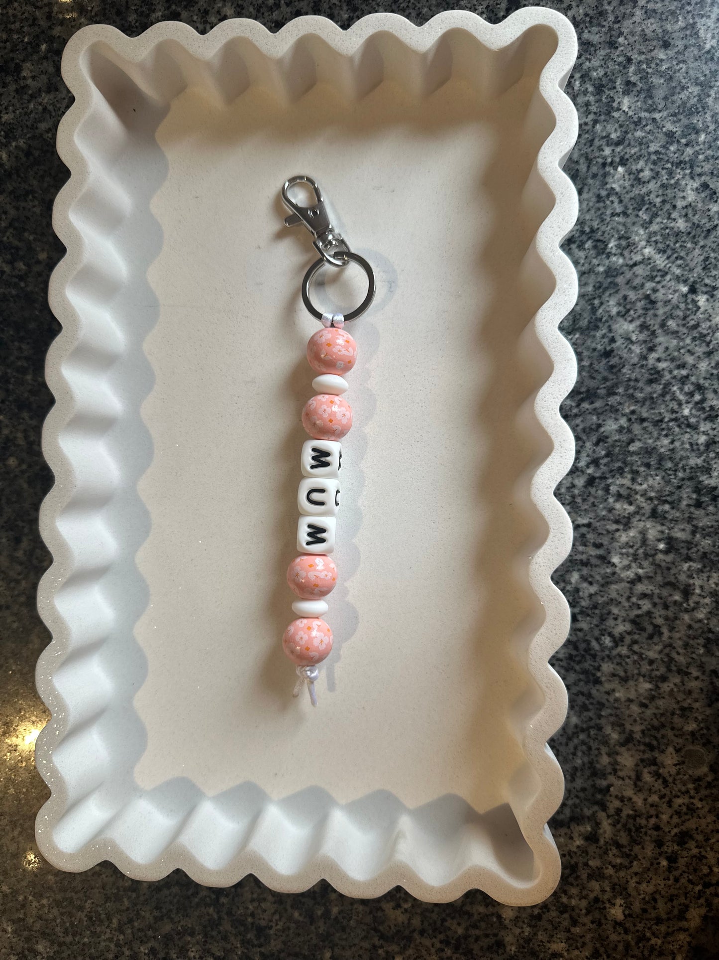 Pink MUM Flower Keyring